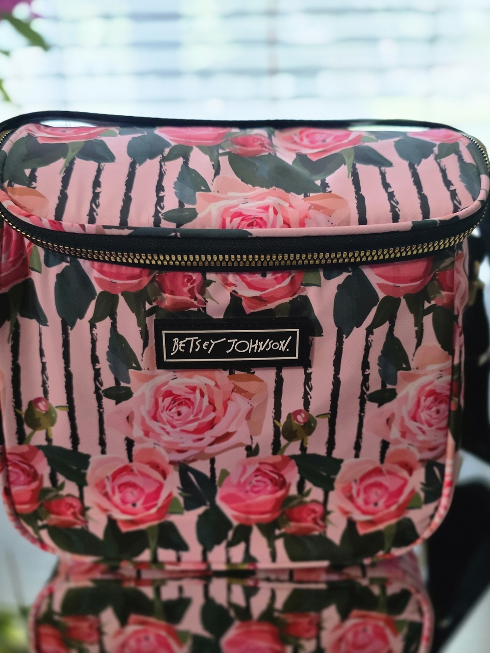 Betsey Johnson Pink Rose Print Lunch Bag New